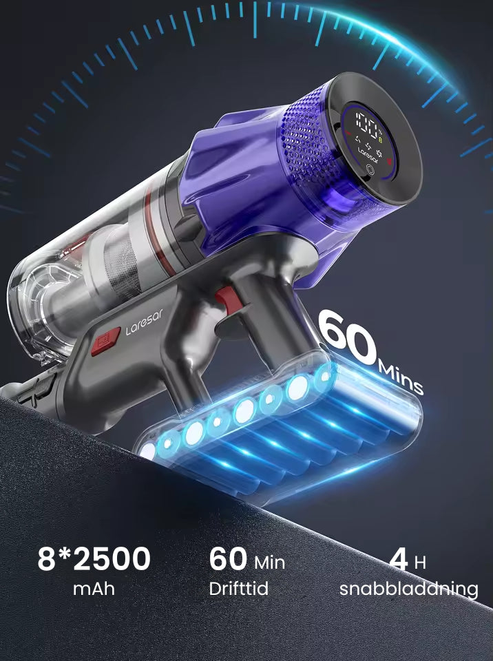 Laresar V7 – 550W – 50 kPa avansert trådløs støvsuger