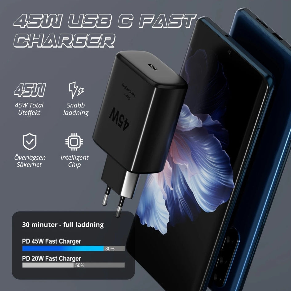 Iphone Snabbladdare 45W - USB-C till USB-C - 1.8m