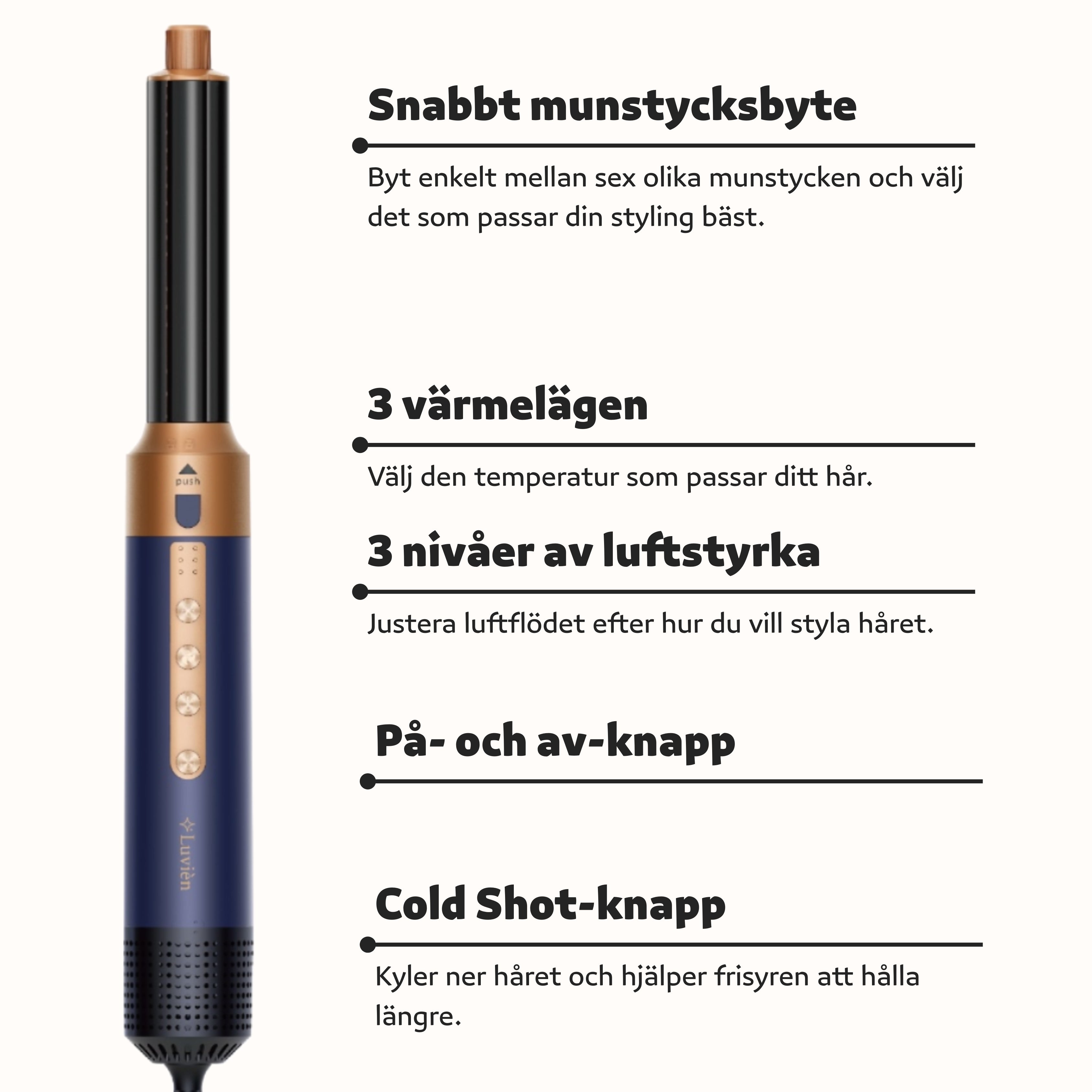Luvién Pro Multistyler 6-i-1 Hårfön 1400W