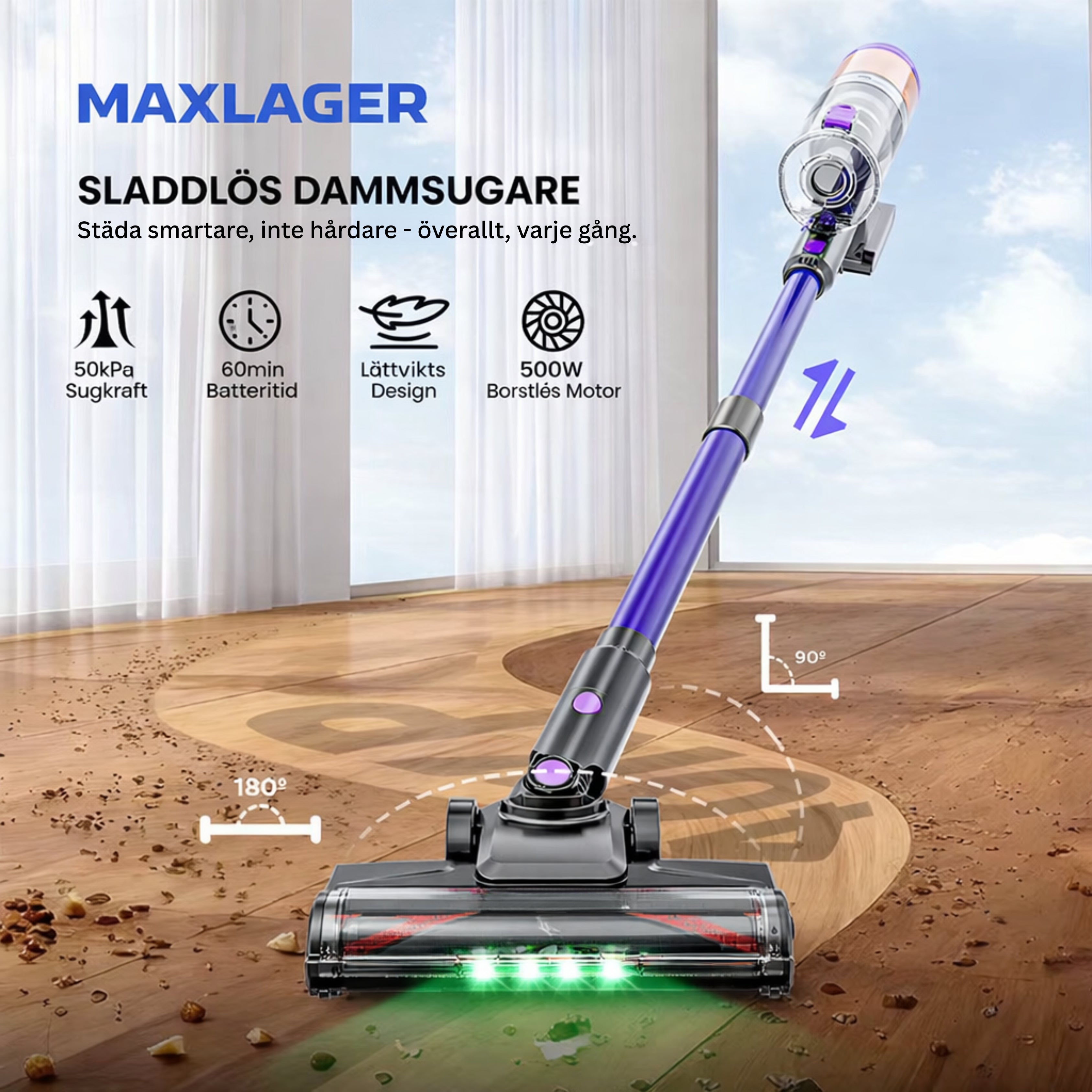 Maxlager V11 Detect Light  - 500W – 50 kPa Sladdlös Dammsugare