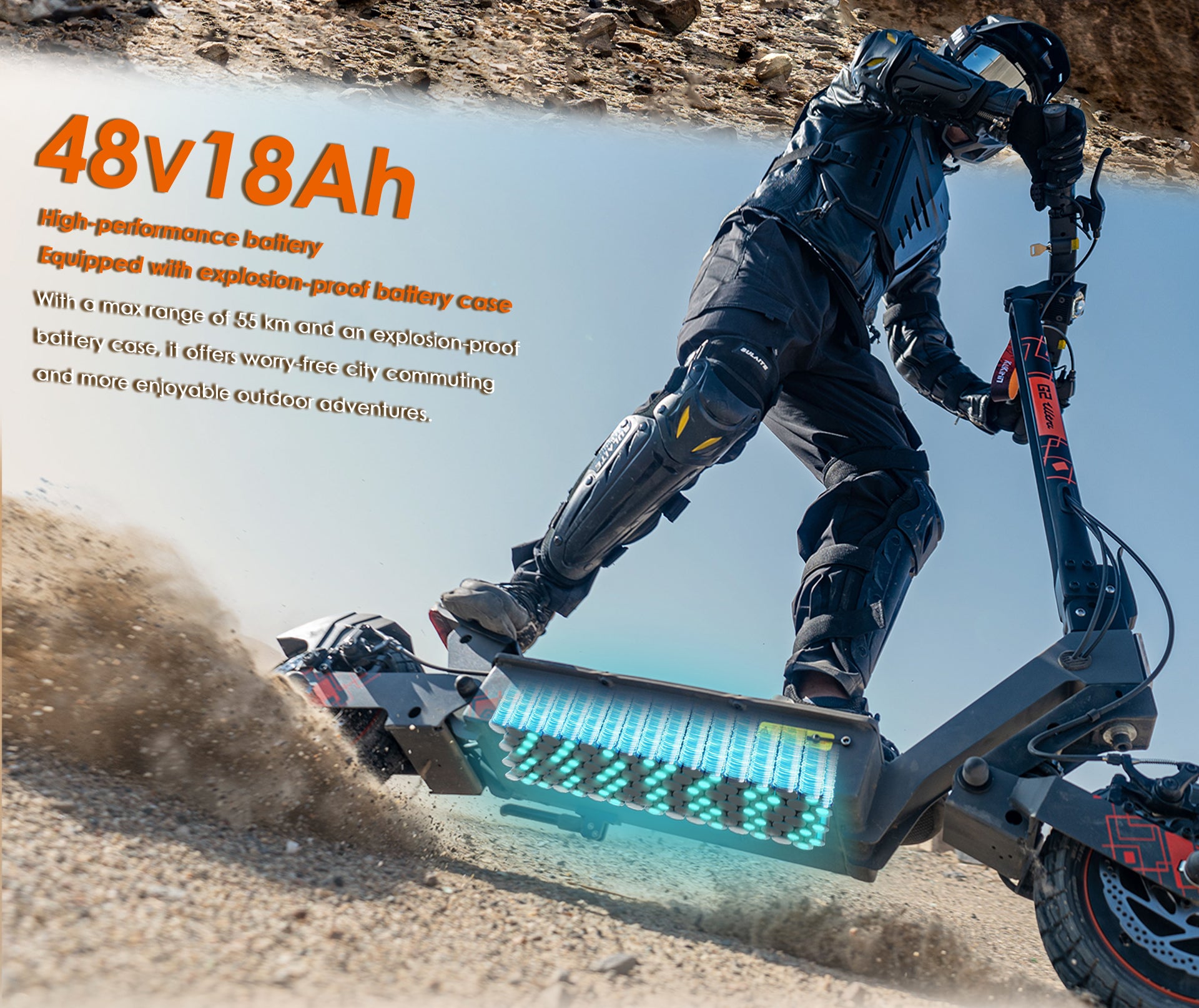 KuKirin G2 Ultra Elscooter | Räckvid 55km - Maxhastighet 55 km/h