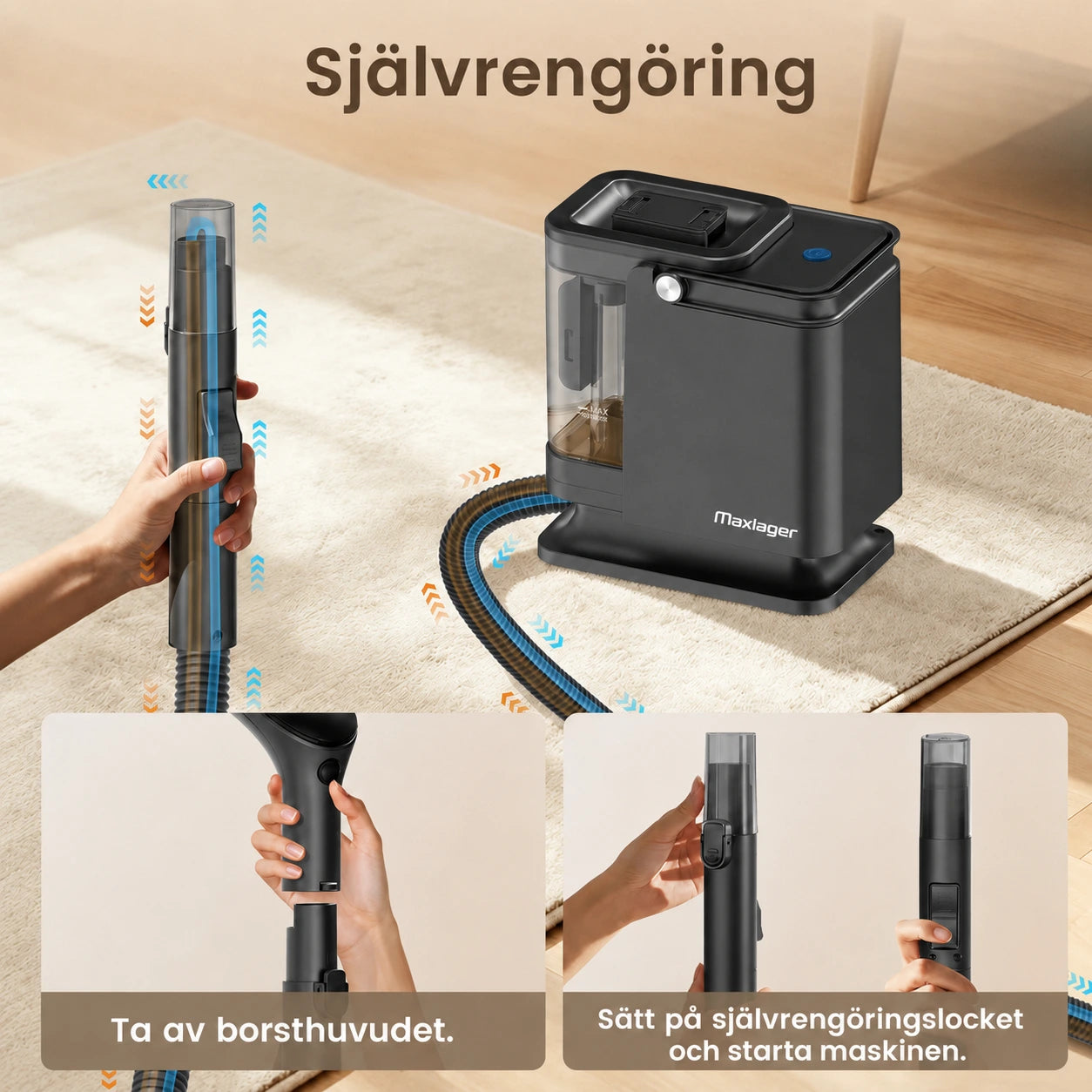 Maxlager Textil och Mattvätt 800 W – 16 kPa för soffa, bil, mattor och fläckar