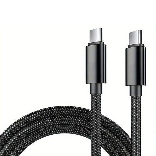USB-C till USB-C Kabel 60W Snabbladdning 1m – Svart Flätad