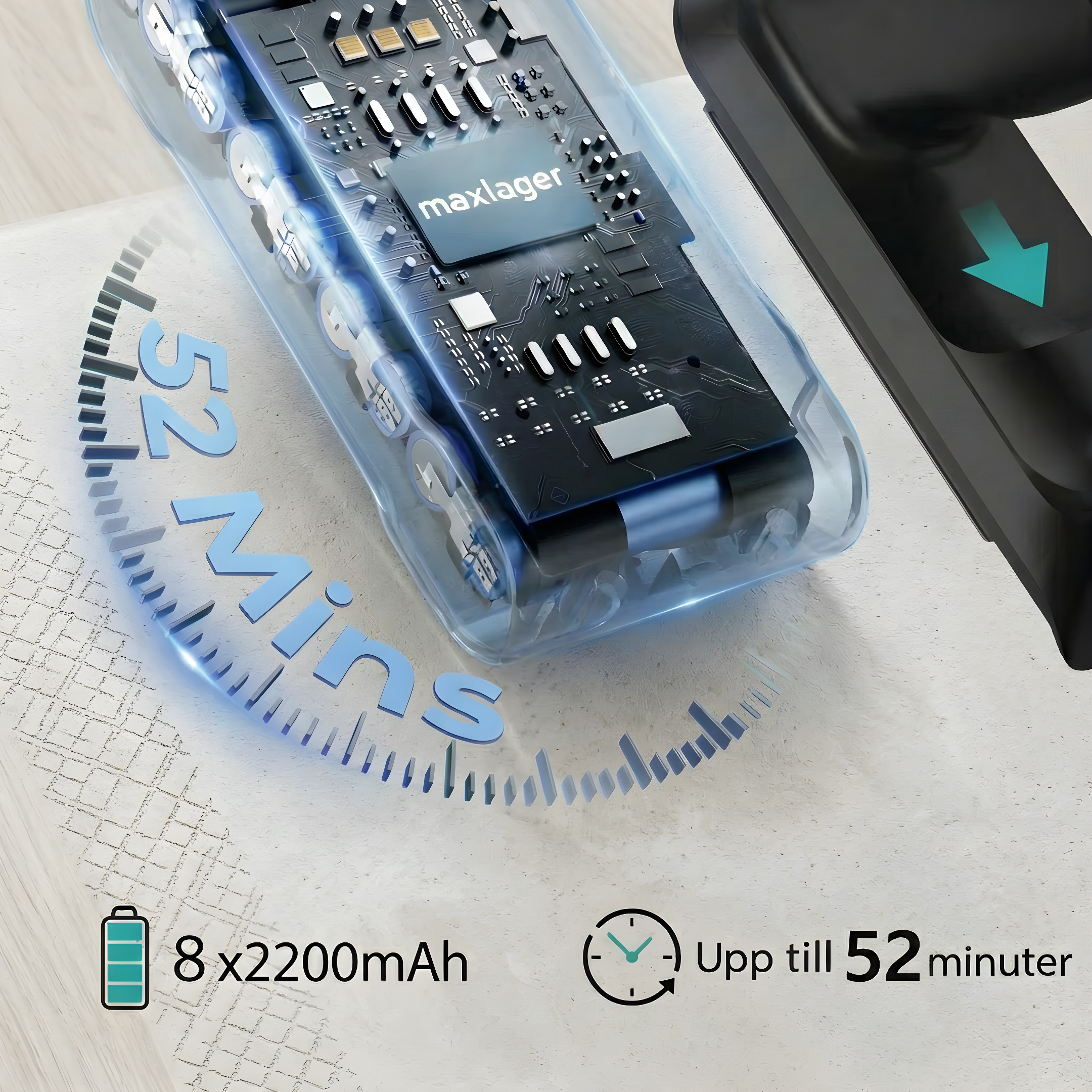 Maxlager P20 Sladdlös Dammsugare - 120AW - 1.67kg - Skaftdammsugare