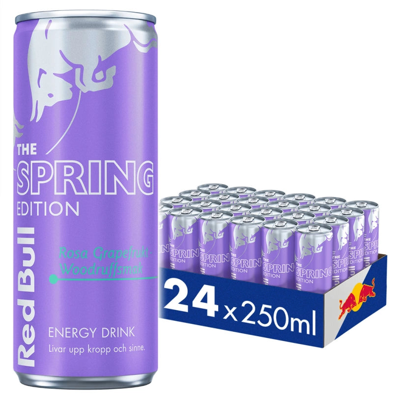 24 x Red Bull Energidryck Spring Edition - Rosa Grapefrukt Sockerfri 250 ml