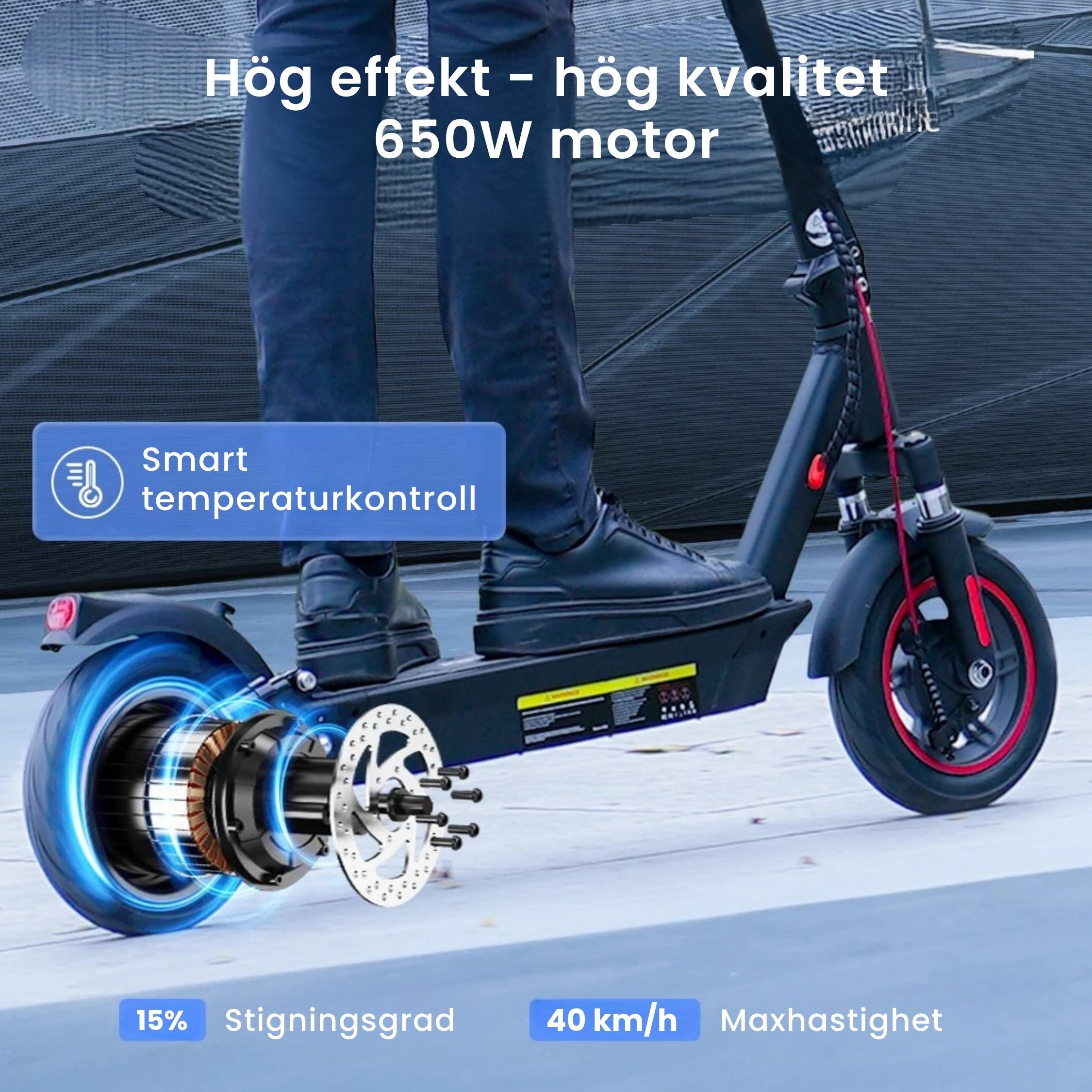 iScooter i10 elscooter – 40 km/h - 45 km räckvidd - 650W Motor