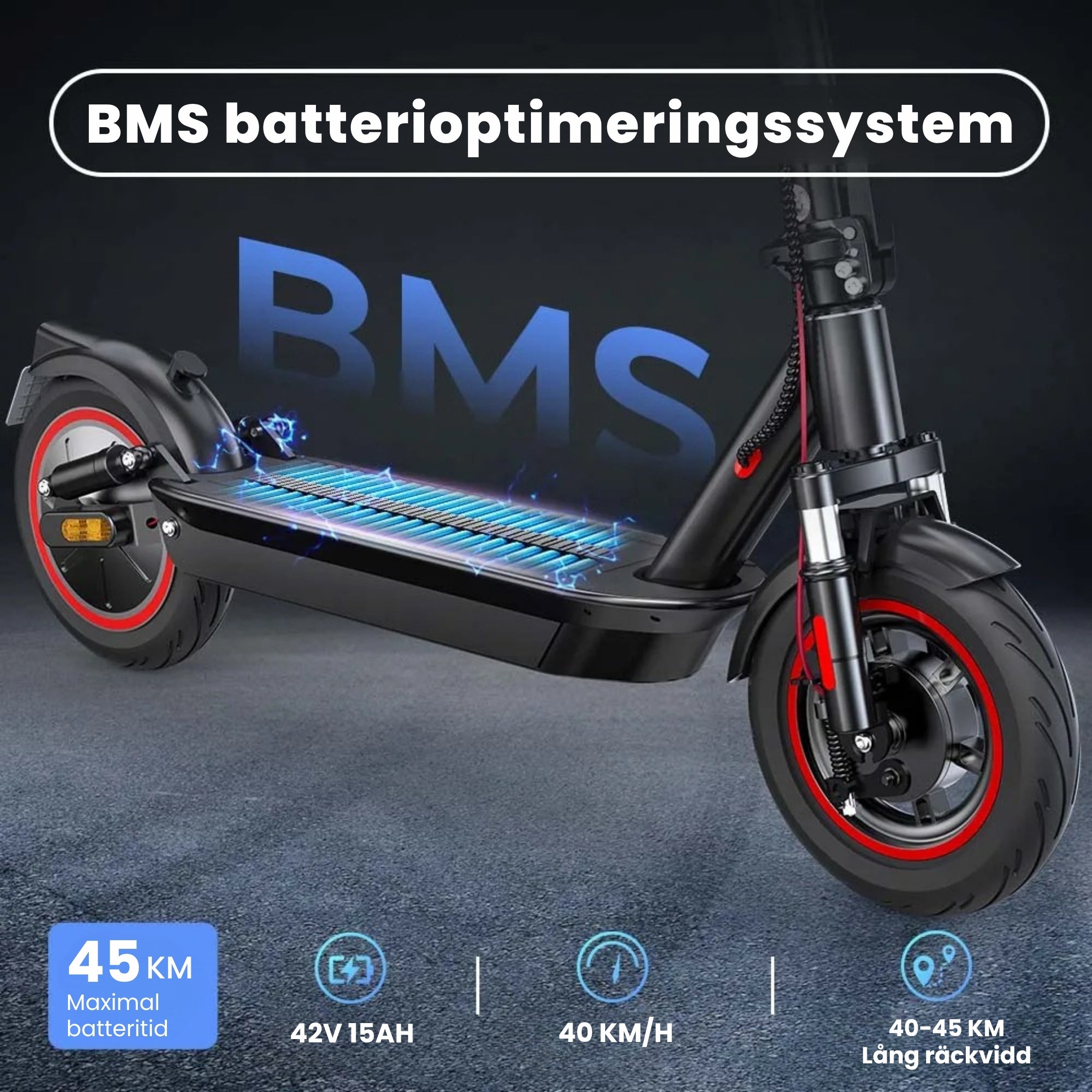 iScooter i10 elscooter – 40 km/h - 45 km räckvidd - 650W Motor