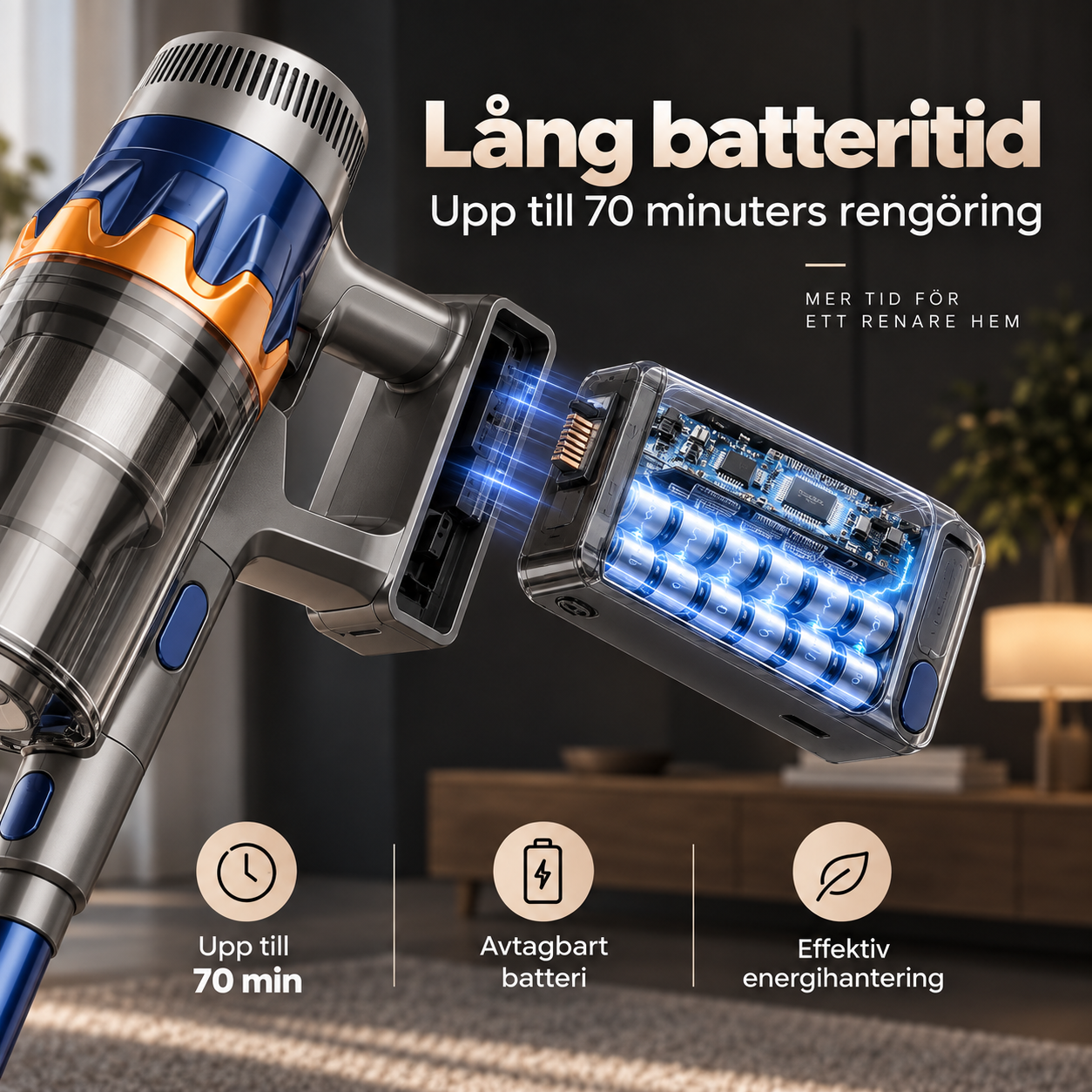 Maxlager V25 - 650W – 60 kPa Avancerad Sladdlös Dammsugare - Skaftdammsugare