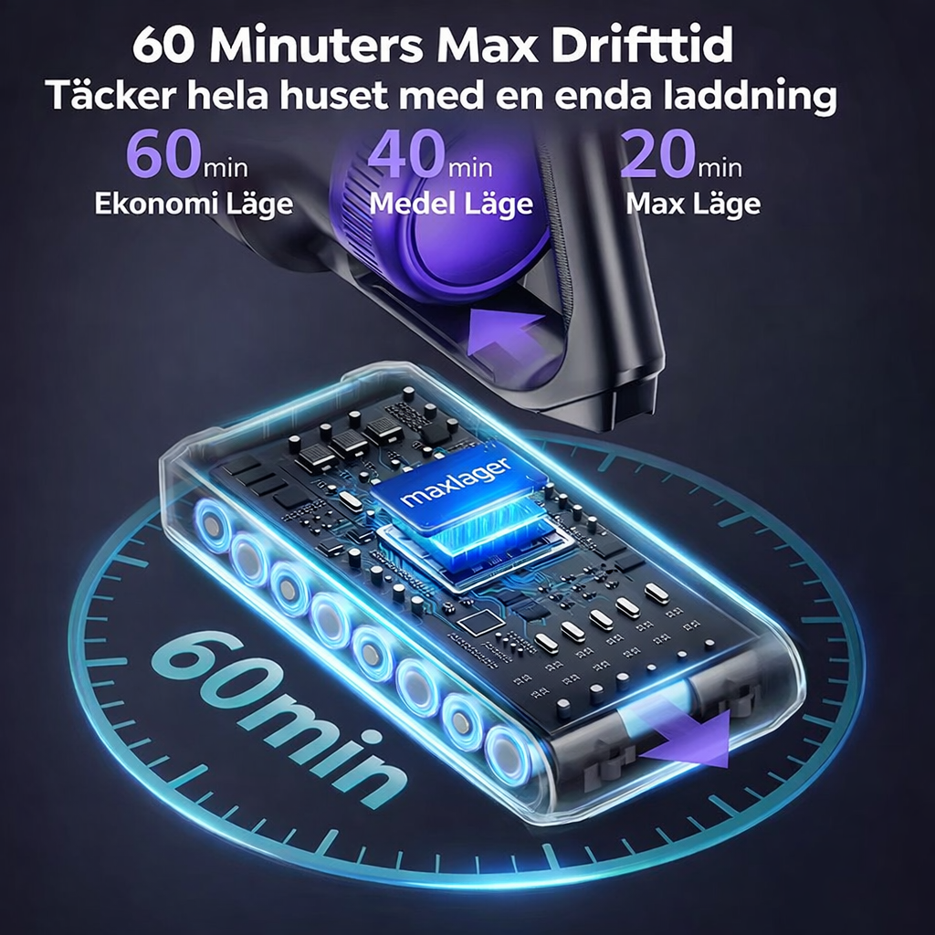 Maxlager X11 Sladdlös Dammsugare - 550W 55 kPa - Skaftdammsugare