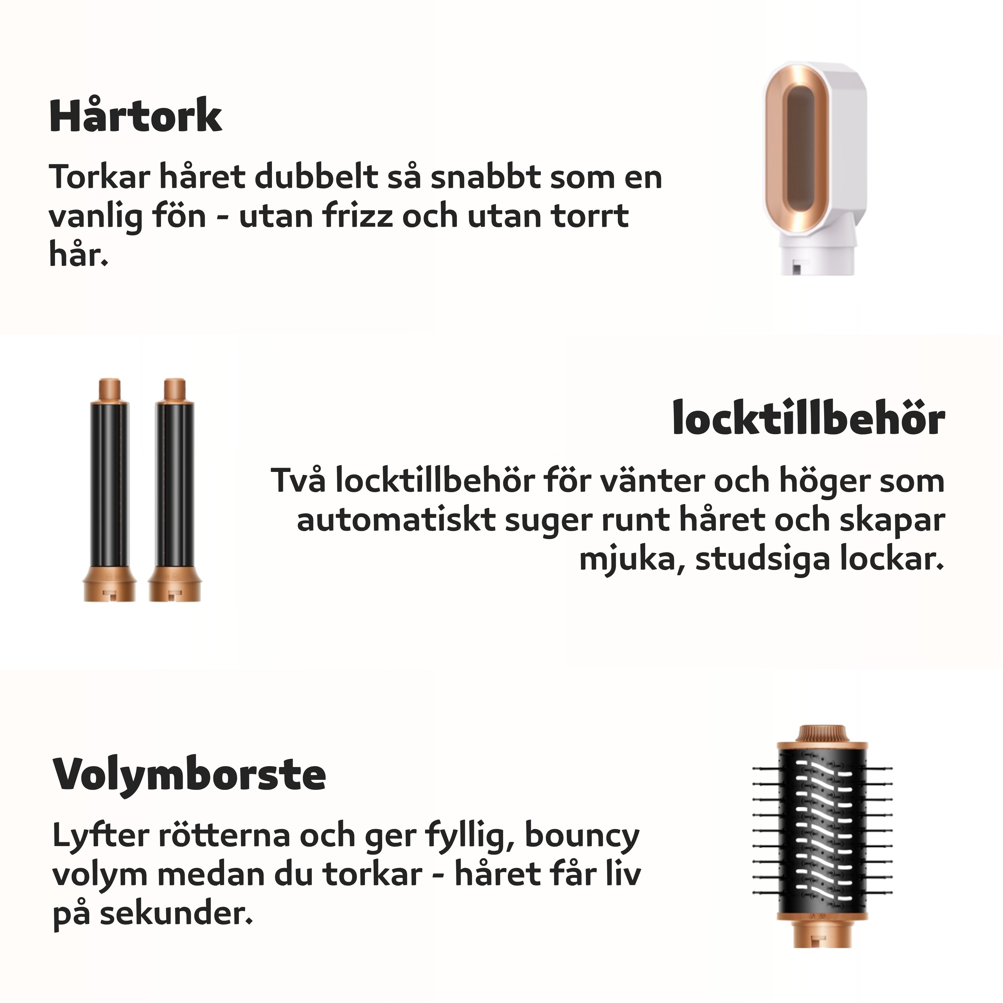 Luvién Pro Multistyler 6-i-1 Hårfön 1400W Vit