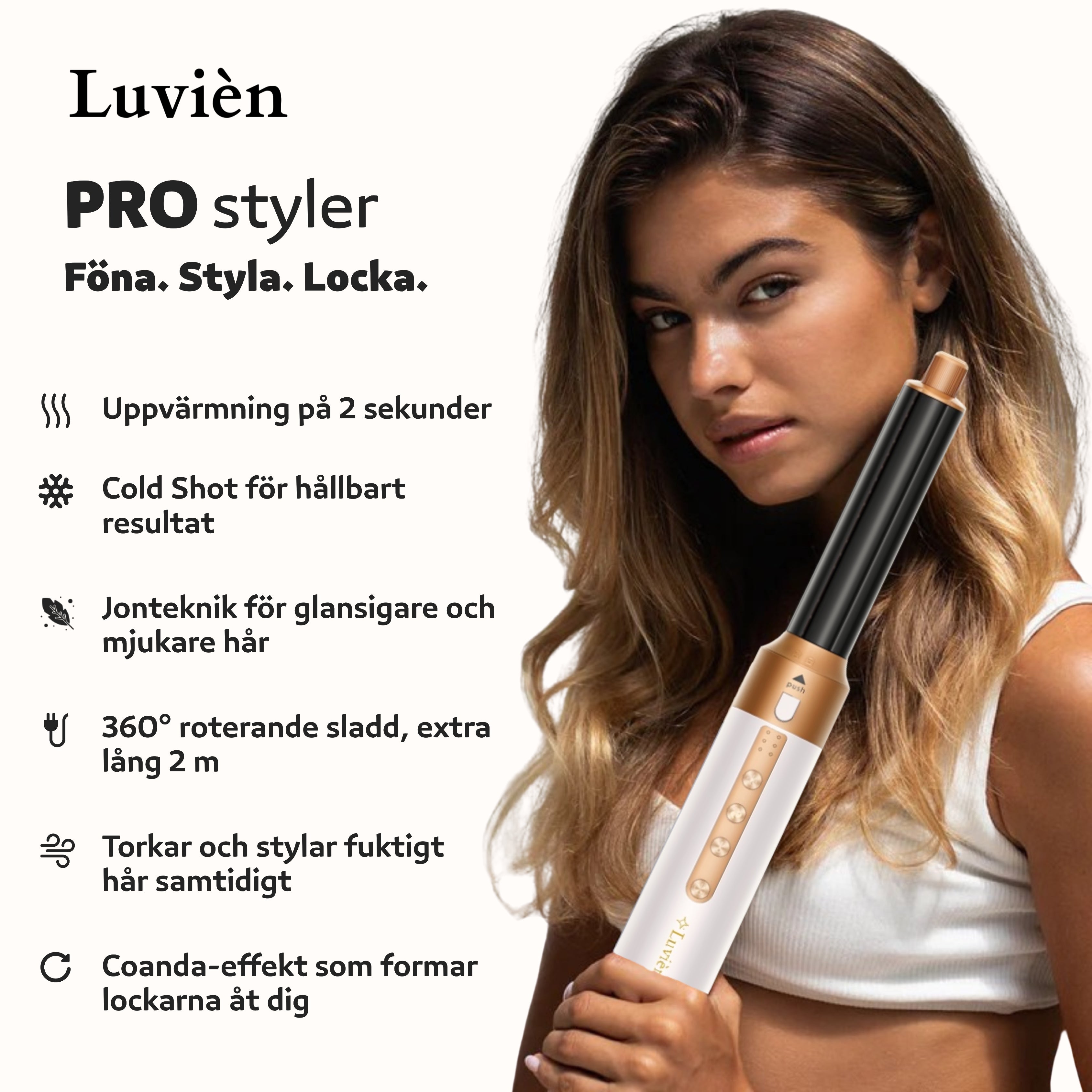 Luvién Pro Multistyler 6-i-1 Hårfön 1400W Vit