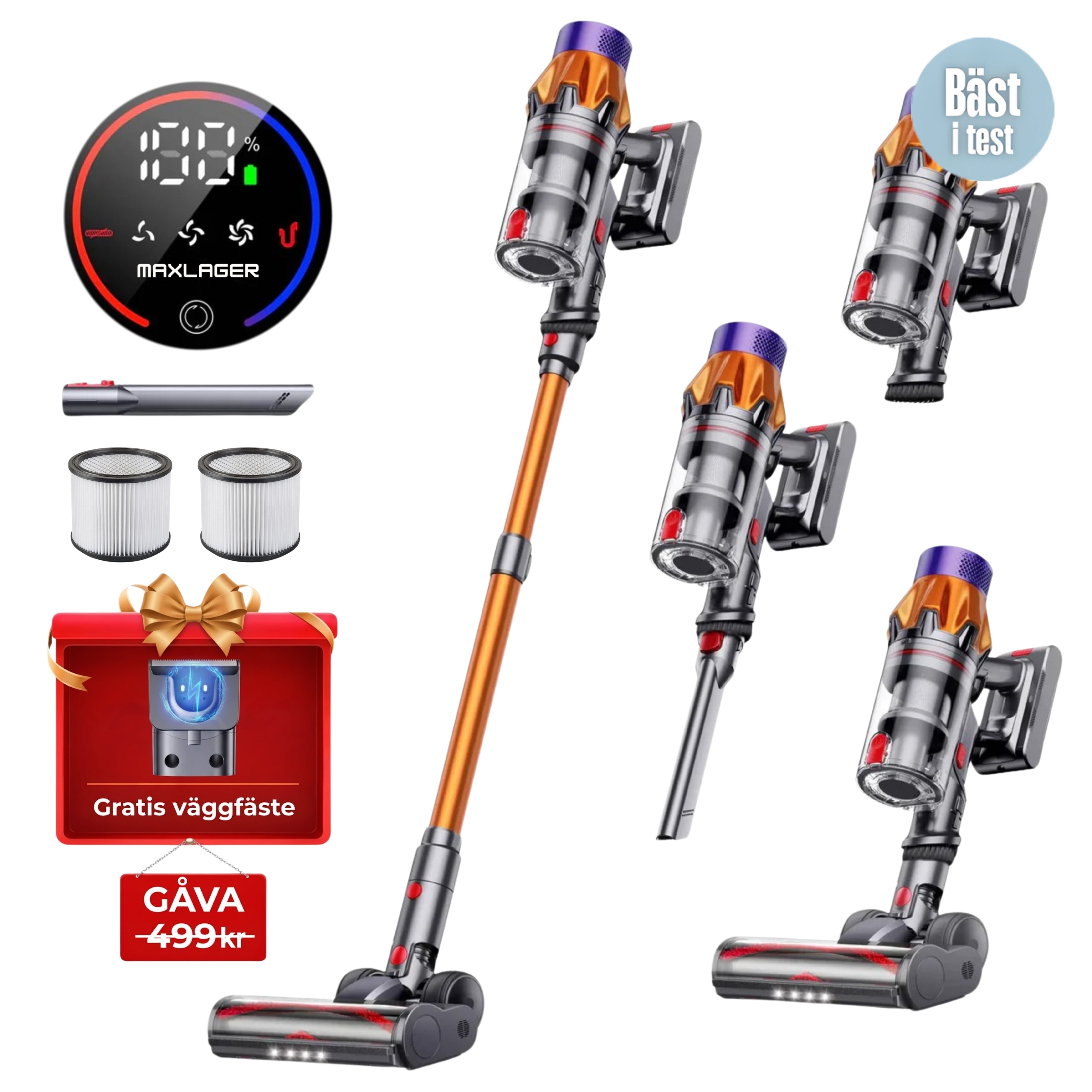 Maxlager Ultra X7 - 550W – 50 kPa Avancerad Sladdlös Dammsugare 2026 - Skaftdammsugare