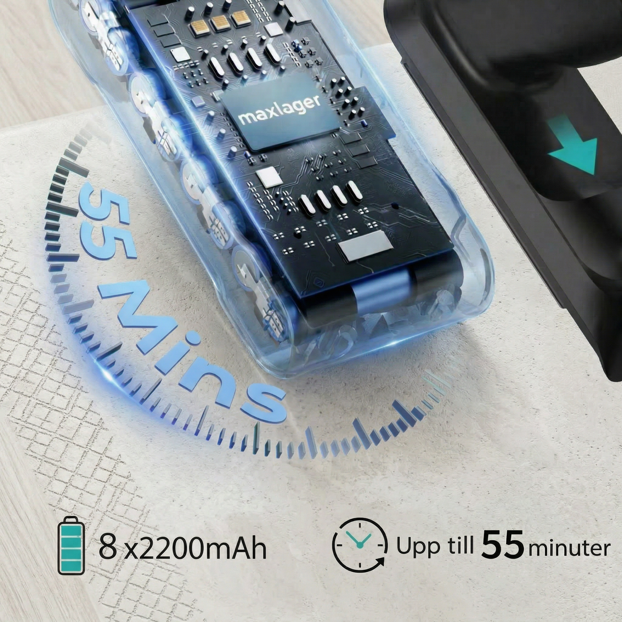 Maxlager V22 - 650W – 55 kPa Avancerad Sladdlös Dammsugare - Skaftdammsugare